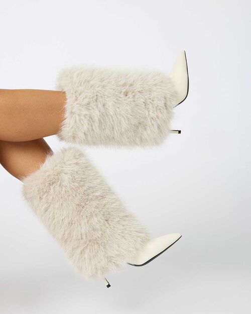 ZAPATOS BOTAS CA&Ntilde;A CORTA FUR PANN, CREAM