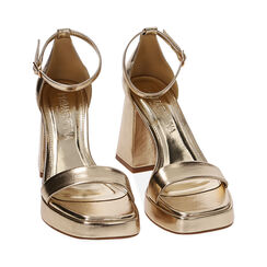 Sandali platform oro, tacco 9,5 cm, Primadonna, 212158215LMOROG035, 002 preview