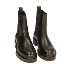 Bottines Chelsea plates en cuir noir, 20B813501PENERO036, 002a