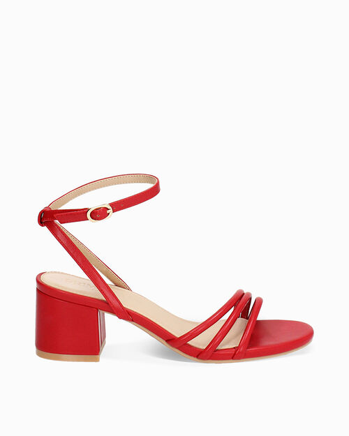Sandalia con tac&oacute;n de mujer roja elegante, RED