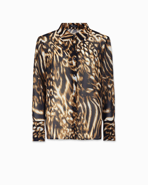 Camisa mujer negro-dorado en tejido, 