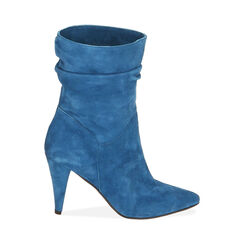 Bottines en daim bleu avio, talon 10 cm , Primadonna, 20L660062CMAVIO035, 001 preview