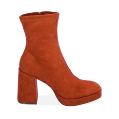 Ankle boots platform arancio in microfibra, tacco 9,5 cm , 204900808MFARAN038, 001a