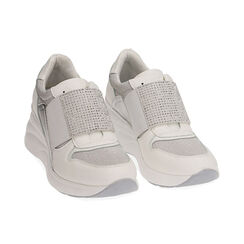 Slip-on bianco/argento, zeppa 5,5 cm , Primadonna, 192807206EPBIAR036, 002 preview
