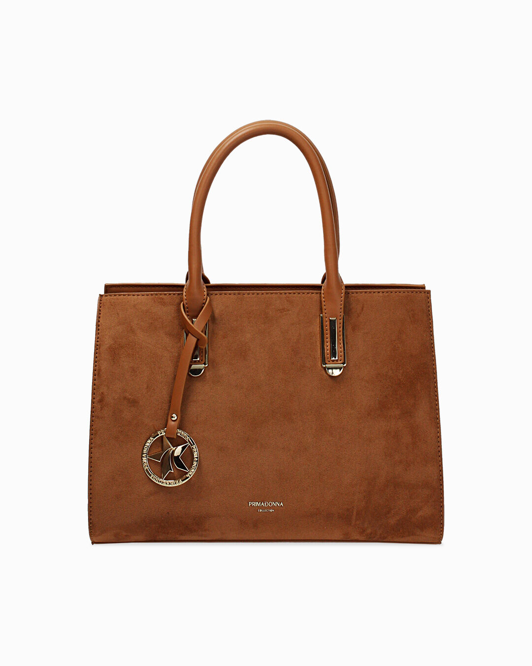 Borsa a mano cognac con tasche multiple