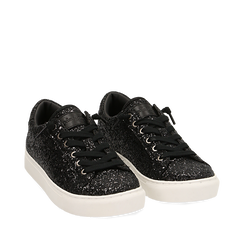 Sneakers nere glitter, Primadonna, 162600308GLNERO035, 002a