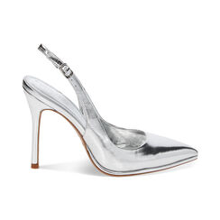 Décolleté slingback argento laminate, tacco 10 cm, Primadonna, 232186203LMARGE035, 001 preview