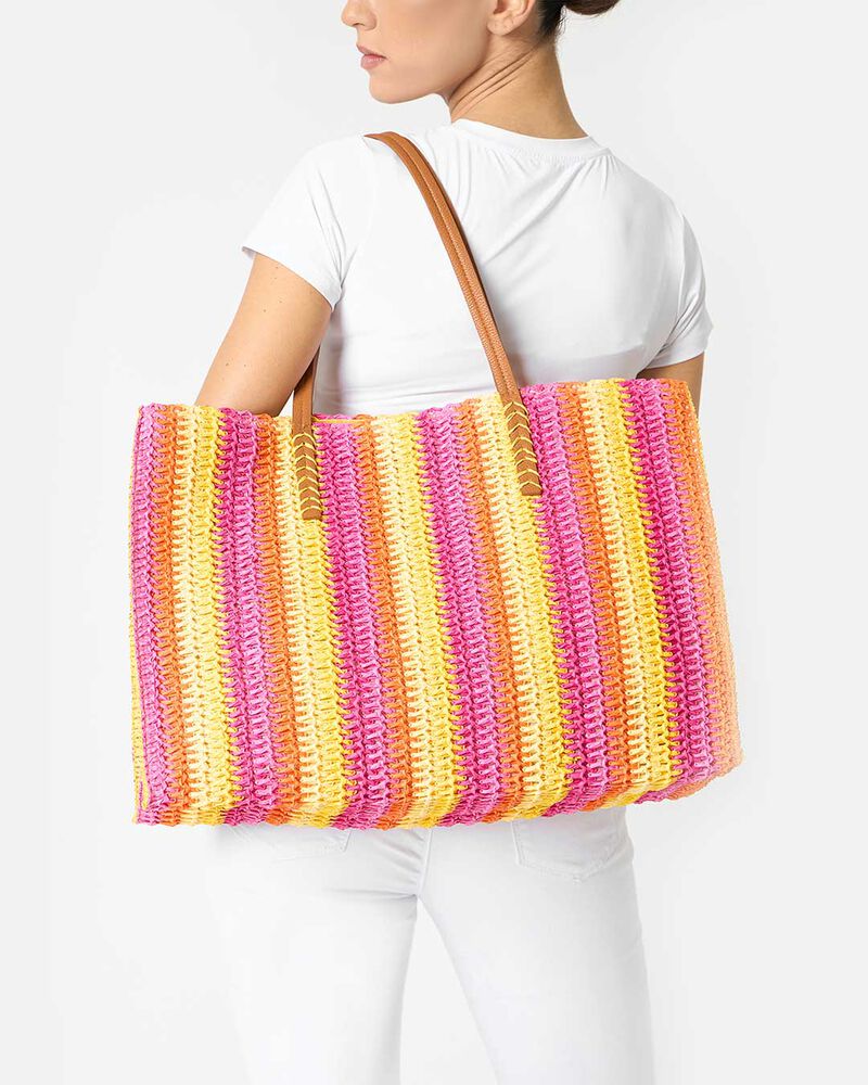 Borsa donna mare grande gialla in raffia image number null