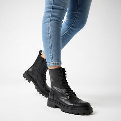 Anfibi neri con suola in gomma e tacco 4 cm, Primadonna, 260610909EPNERO035, 002a