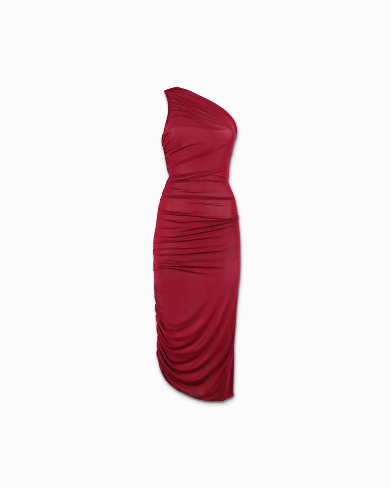 Vestito donna bordeaux in tessuto image number null