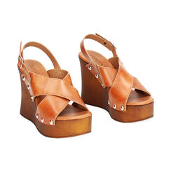 WOMEN SHOES CLOG COW LEATHER COGN, Primadonna, 234305444VACOGN035, 002 preview