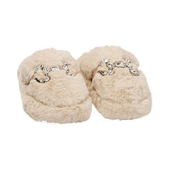 Pantofole panna fluffy con cristalli, Primadonna, 224702312FUPANN035, 002 preview