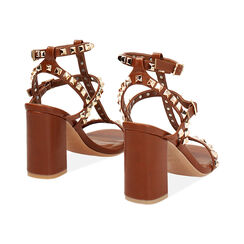 Sandale à talon femme cognac avec clous, Primadonna, 254906537EPCOGN035, 004 preview