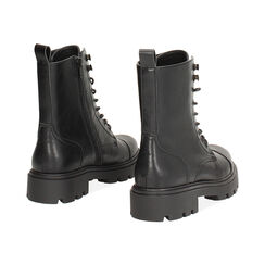 Anfibi neri con suola in gomma e tacco 4 cm, Primadonna, 260610909EPNERO035, 004 preview