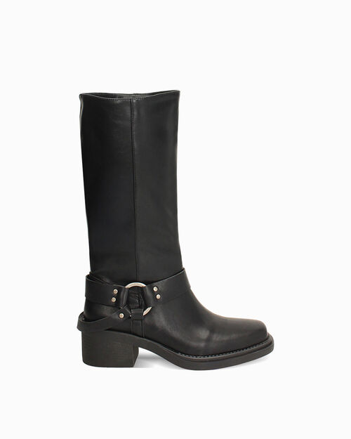 Botas moteras negras con tac&oacute;n de 5 cm, BLACK
