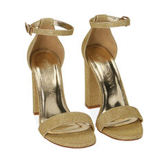 Sandalias oro con purpurina, tacón de 10,5 cm, Primadonna, 192706086GLOROG035, 002a