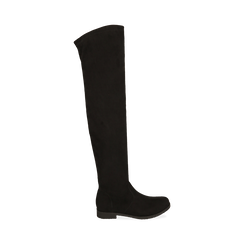 Overknee flat neri in microfibra, Scarpe, 143072210MFNERO036, 001 preview
