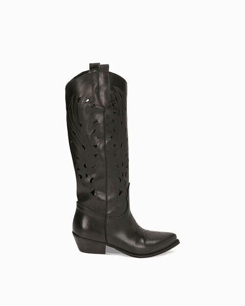 CHAUSSURES POUR FEMMES BOTTE PEAU NERO, BLACK