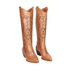 Bottes texanes cognac en cuir, Primadonna, 23B814101PECOGN035, 002a