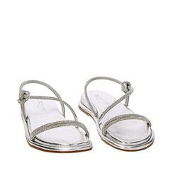 Sandalias bajas plateadas en laminado con piedras, Primadonna, 234991501LPARGE035, 002a