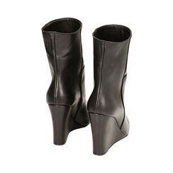 Stivaletti neri in pelle, zeppa 9,5 cm, Primadonna, 22L602049PENERO041, 003 preview