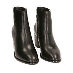 Bottines en cuir noir, talon 6,5 cm , Primadonna, 209402701PENERO036, 002a