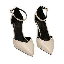 Décolleté cinturino panna, tacco 9,5 cm, Primadonna, 222159707EPPANN035, 002a