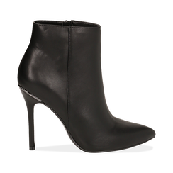 Ankle boots neri in eco-pelle, tacco 10, 50 cm ,