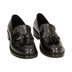 Mocassini neri in pelle con nappina, Primadonna, 22A503025PENERO035, 002 preview