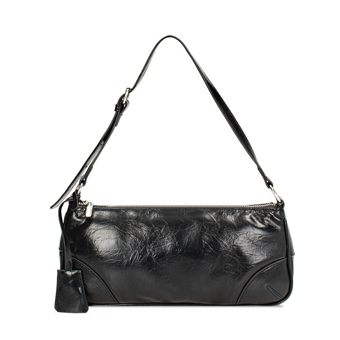 Mini bag a spalla nera in crack, Promozioni, 24D583560SCNEROUNI