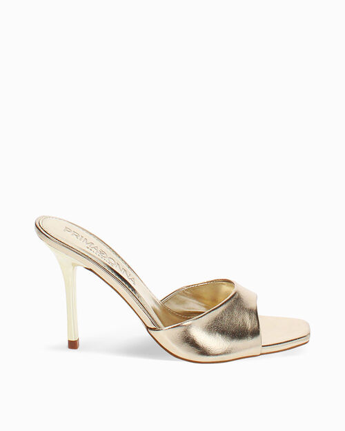 Mules open toe oro tacco 9,5 cm, GOLD