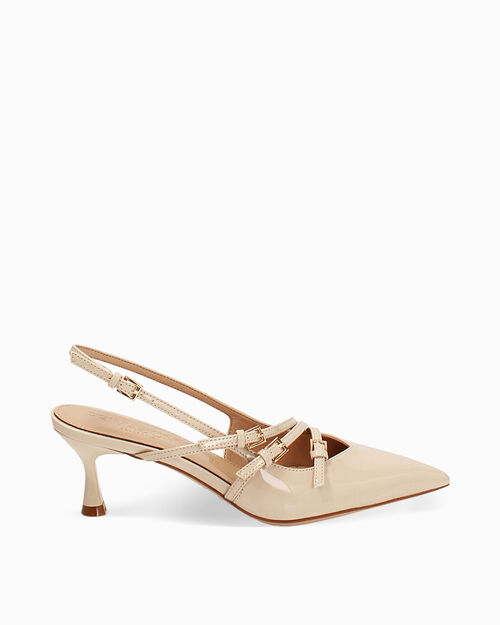 Zapato destalonado beige tac&oacute;n 6 cm, BEIGE