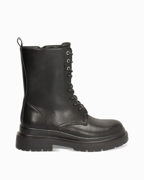 Black combat boots with 3.5 cm heel, BLACK