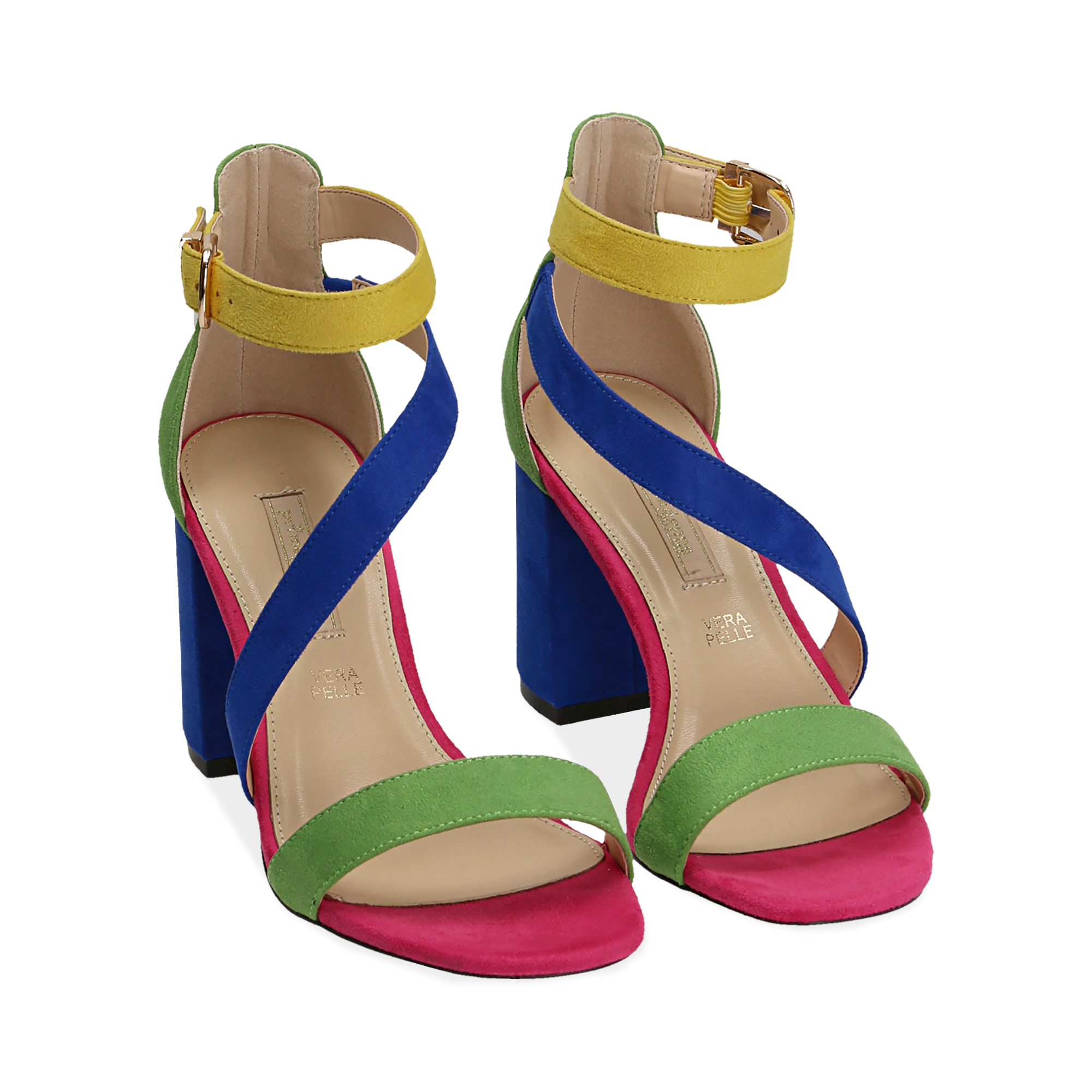 Sandalias en microfibra multicolor, tacón 8 cm | Primadonna Collection