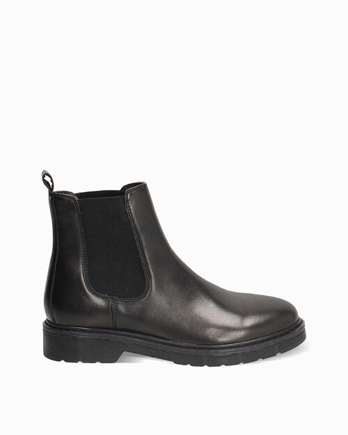 Beatles neri in vera pelle con suola in gomma, BLACK