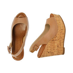 Sandali beige, zeppa 12 cm, Primadonna, 214907982EPBEIG035, 003 preview