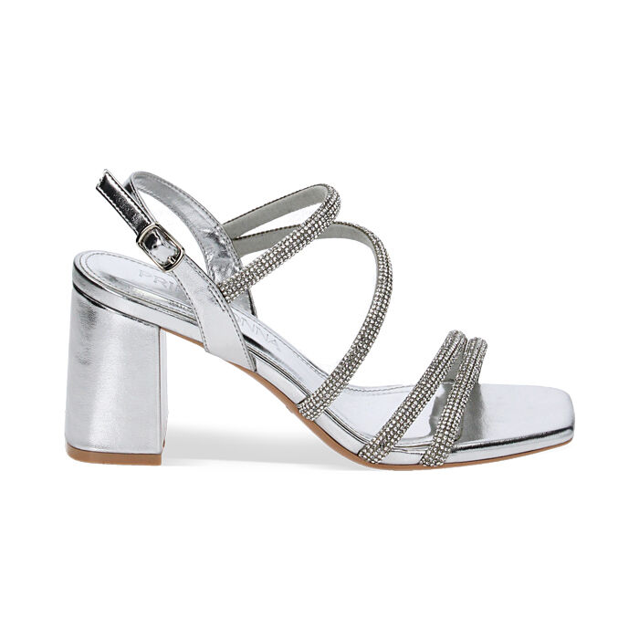 Sandales femme avec talon argent en lamine avec pierres Primadonna Collection