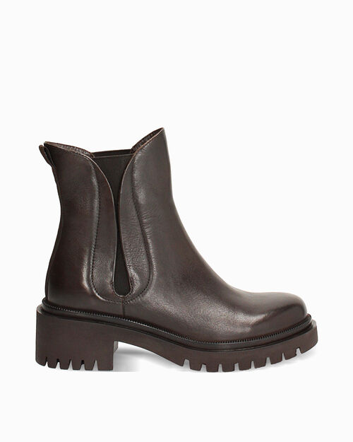 Stivaletti beatles testa di moro tacco 5,7 cm, DK BROWN