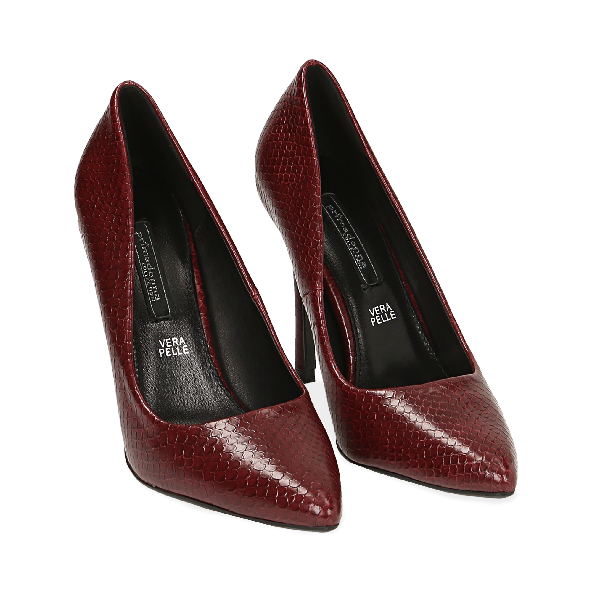 Décolleté bordeaux stampa vipera, tacco 10,50 cm | Primadonna Collection