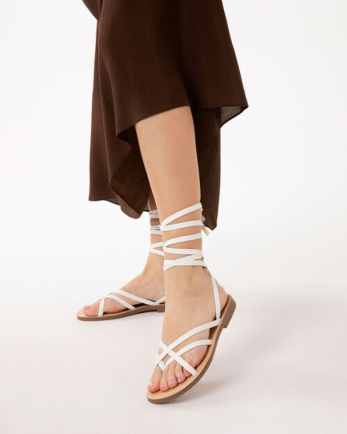 Sandali bassi bianchi con fascette eleganti, WHITE