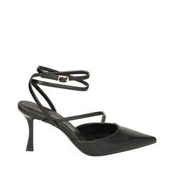 Décolleté slingback nere, tacco 8 cm, Primadonna, 232136320EPNERO035, 001a