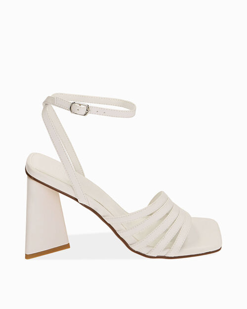 Sandali bianchi, tacco scultura 9 cm, WHITE