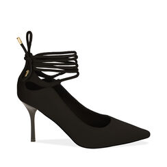 Décolleté nere in lycra, tacco 8,5 cm , Special Price, 182162815LYNERO037, 001a