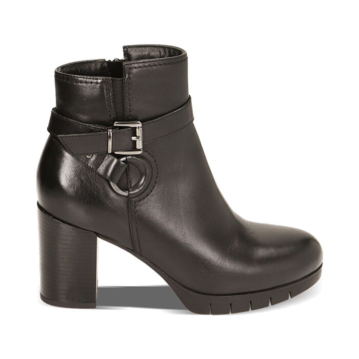 Stivaletti donna neri in pelle tacco 7 5 cm Primadonna Collection
