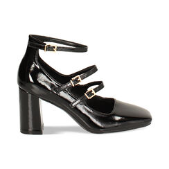 Décolleté nere in naplak, tacco largo 8 cm, Primadonna, 244912907NPNERO036, 001 preview