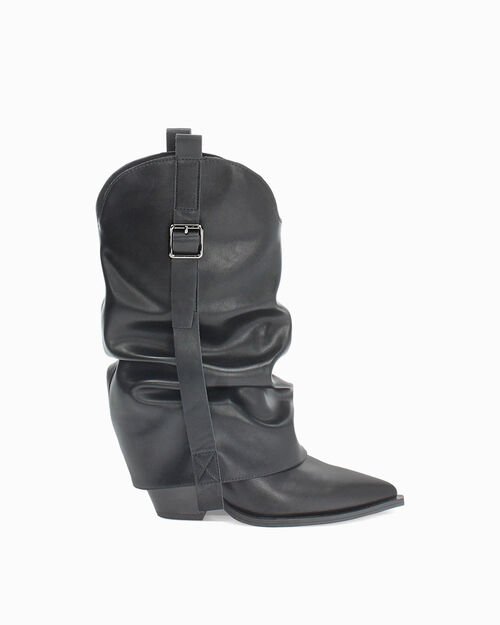 Texani con gambale arricciato neri, BLACK