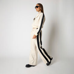 Pantalone tuta in velluto panna e nero, Primadonna, 261824050VLPANEM, 002a