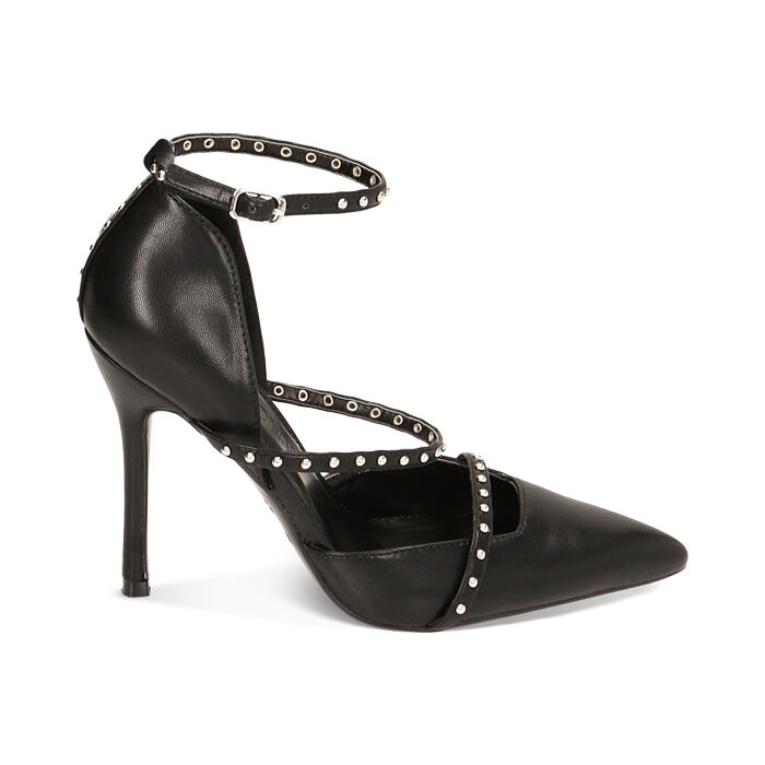 Scarpe con il tacco nere con borchie clearance
