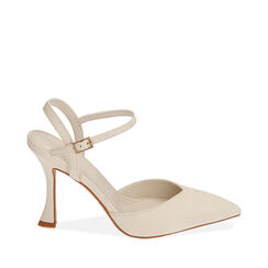 Décolleté slingback panna, tacco 9,5 cm, Primadonna, 212126321EPPANN035, 001a