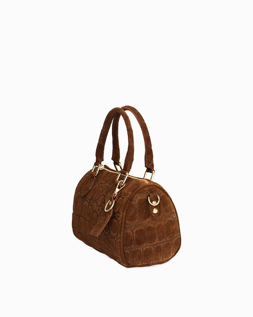 Bauletto in camoscio color nocciola, BROWN